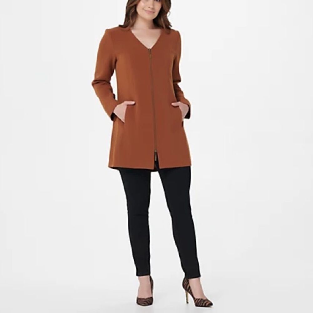Linea by Louis Dell'Olio V-Neck Zip-Front Jacket - Picture 3 of 8